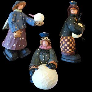 VTG WILLIRAYE STUDIOS Winter Friends Figurines‎ Lot Of 3 1 Chipped Bird Winter